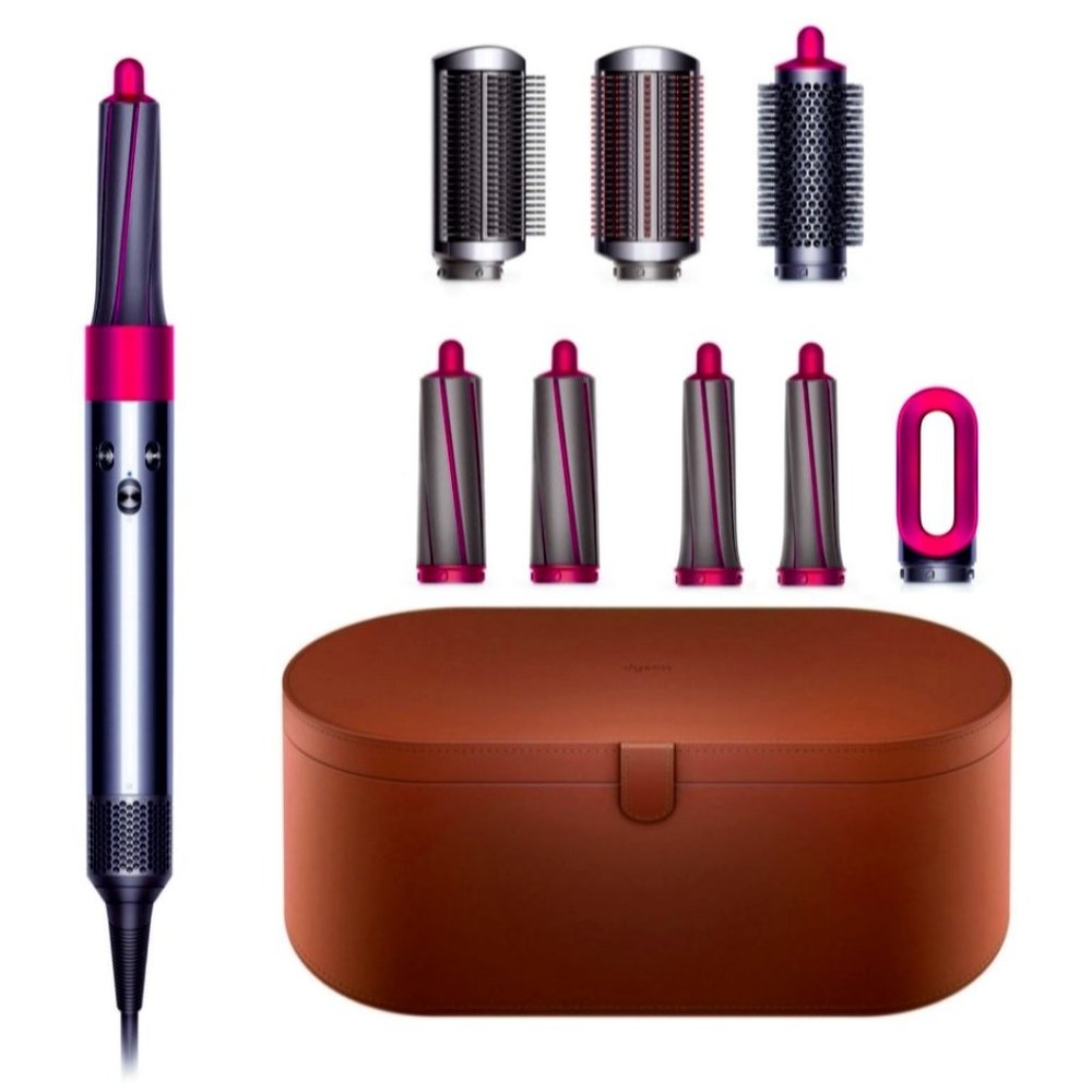 Dyson AirWrap Pink With Brown Leather Carrying Case